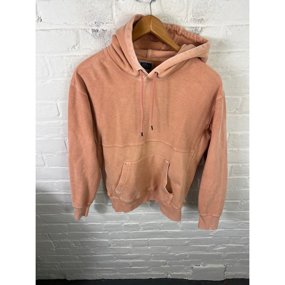 J. Crew Men's French Terry Pullover Hoodie Long Sleeve Stretch Orange Size Small - Picture 2 of 6